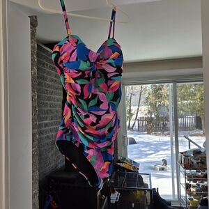 RELLECIGA Multicolor Leaf-Print One-Piece Swimsuit